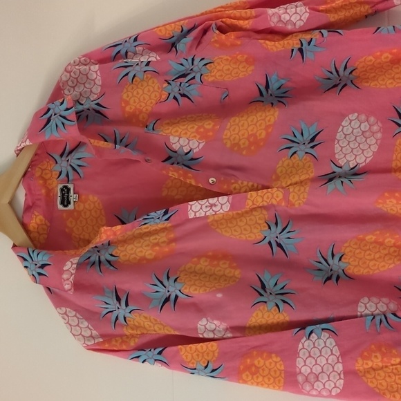 Mudpie Pineapple Pink Vibrant Colors print tunic Cover Up Mini Beachy Pool dress - Picture 2 of 9